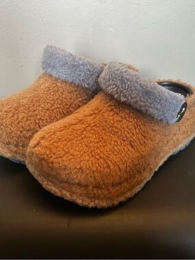 UGG Brown Shearling Clog Mules with Gray Cuff lil (Nas X collab)